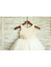 Linen Polka Dots Tulle Cupcake Flower Girl Dress